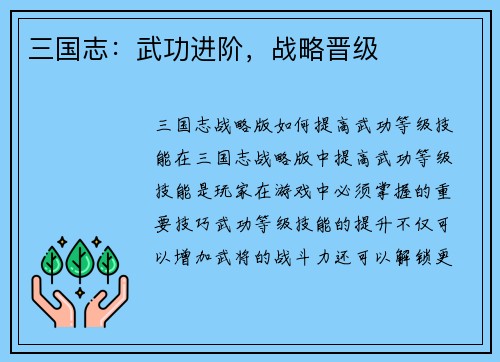 三国志：武功进阶，战略晋级